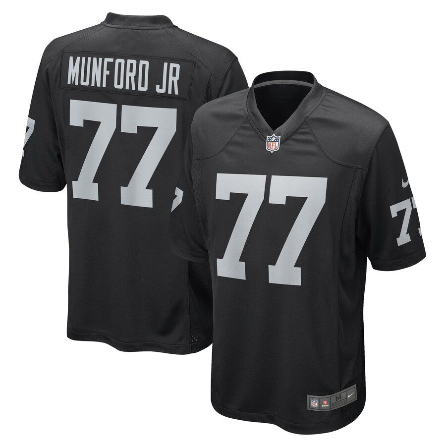 Men Las Vegas Raiders 77 Thayer Munford Jr. Nike Black Game Player NFL Jersey
